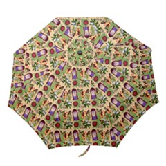 Purple Glasses Girl Pattern Peach Folding Umbrellas by snowwhitegirl