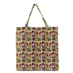 Purple Glasses Girl Pattern Peach Grocery Tote Bag by snowwhitegirl