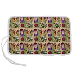 Purple Glasses Girl Pattern Peach Pen Storage Case (l)