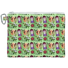 Purple Glasses Girl Pattern Green Canvas Cosmetic Bag (xxl) by snowwhitegirl