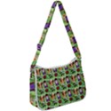 Purple Glasses Girl Pattern Green Zip Up Shoulder Bag View1