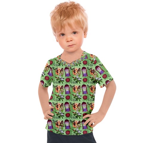 Purple Glasses Girl Pattern Green Kids  Sports Tee by snowwhitegirl