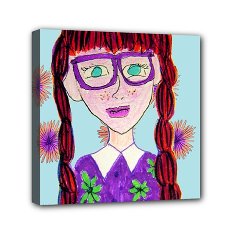 Purple Glasses Girl Wall Mini Canvas 6  X 6  (stretched) by snowwhitegirl