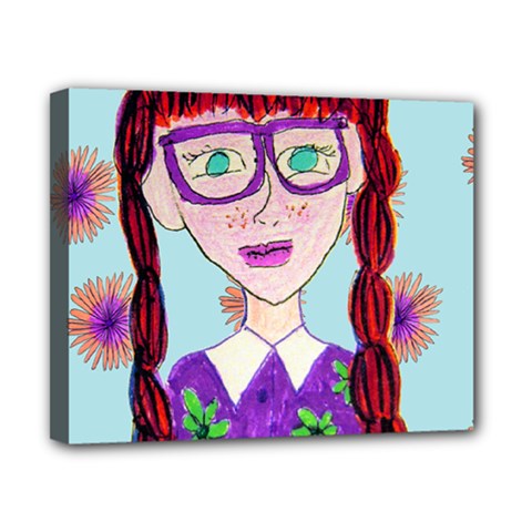 Purple Glasses Girl Wall Canvas 10  X 8  (stretched)