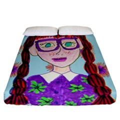 Purple Glasses Girl Wall Fitted Sheet (california King Size) by snowwhitegirl