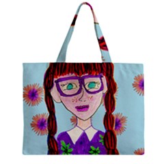 Purple Glasses Girl Wall Zipper Mini Tote Bag by snowwhitegirl