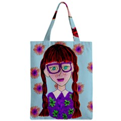 Purple Glasses Girl Wall Zipper Classic Tote Bag