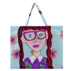 Purple Glasses Girl Wall Zipper Large Tote Bag by snowwhitegirl