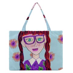 Purple Glasses Girl Wall Zipper Medium Tote Bag by snowwhitegirl