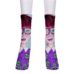 Purple Glasses Girl Wall Men s Crew Socks