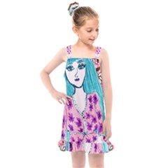 Blue Haired Girl Wall Kids  Overall Dress by snowwhitegirl