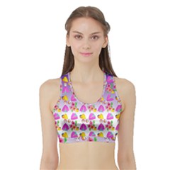 Girl With Hood Cape Heart Lemon Patternpurple Ombre Sports Bra With Border by snowwhitegirl