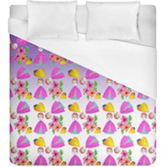 Girl With Hood Cape Heart Lemon Patternpurple Ombre Duvet Cover (king Size) by snowwhitegirl