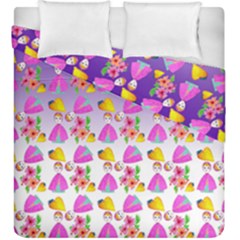 Girl With Hood Cape Heart Lemon Patternpurple Ombre Duvet Cover Double Side (king Size) by snowwhitegirl