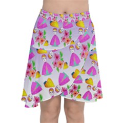 Girl With Hood Cape Heart Lemon Patternpurple Ombre Chiffon Wrap Front Skirt by snowwhitegirl