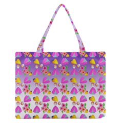 Girl With Hood Cape Heart Lemon Patternpurple Ombre Zipper Medium Tote Bag by snowwhitegirl