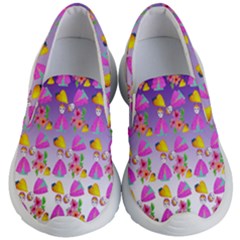 Girl With Hood Cape Heart Lemon Patternpurple Ombre Kids Lightweight Slip Ons by snowwhitegirl