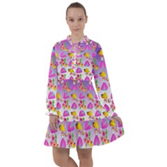 Girl With Hood Cape Heart Lemon Patternpurple Ombre All Frills Chiffon Dress