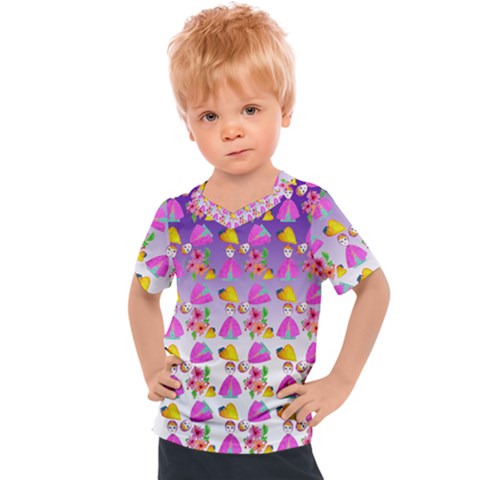 Girl With Hood Cape Heart Lemon Patternpurple Ombre Kids  Sports Tee by snowwhitegirl