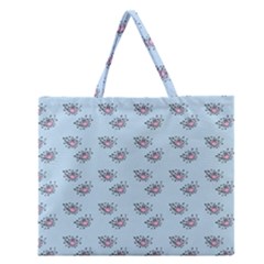 Zodiac Bat Pink Blue Zipper Large Tote Bag