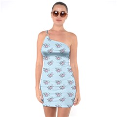 Zodiac Bat Pink Blue One Soulder Bodycon Dress