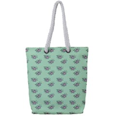 Zodiac Bat Pink Mint Full Print Rope Handle Tote (small) by snowwhitegirl