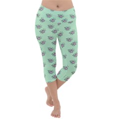 Zodiac Bat Pink Mint Lightweight Velour Capri Yoga Leggings by snowwhitegirl