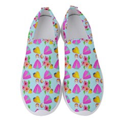 Girl With Hood Cape Heart Lemon Pattern Blue Women s Slip On Sneakers by snowwhitegirl