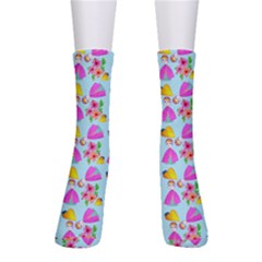 Girl With Hood Cape Heart Lemon Pattern Blue Men s Crew Socks