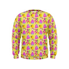 Girl With Hood Cape Heart Lemon Pattern Yellow Kids  Sweatshirt by snowwhitegirl
