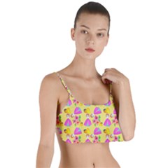 Girl With Hood Cape Heart Lemon Pattern Yellow Layered Top Bikini Top  by snowwhitegirl