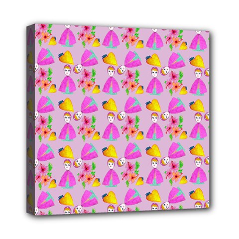 Girl With Hood Cape Heart Lemon Pattern Lilac Mini Canvas 8  X 8  (stretched) by snowwhitegirl