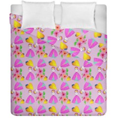 Girl With Hood Cape Heart Lemon Pattern Lilac Duvet Cover Double Side (california King Size)