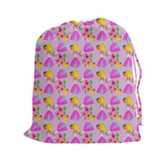 Girl With Hood Cape Heart Lemon Pattern Lilac Drawstring Pouch (2xl) by snowwhitegirl