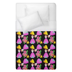 Girl With Hood Cape Heart Lemon Pattern Black Duvet Cover (single Size) by snowwhitegirl