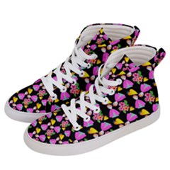 Girl With Hood Cape Heart Lemon Pattern Black Women s Hi-top Skate Sneakers by snowwhitegirl