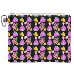 Girl With Hood Cape Heart Lemon Pattern Black Canvas Cosmetic Bag (xxl) by snowwhitegirl