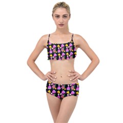 Girl With Hood Cape Heart Lemon Pattern Black Layered Top Bikini Set by snowwhitegirl