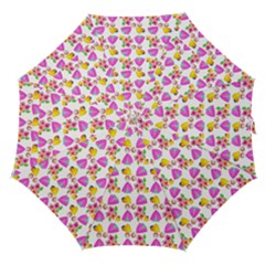 Girl With Hood Cape Heart Lemon Pattern White Straight Umbrellas