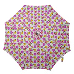 Girl With Hood Cape Heart Lemon Pattern White Hook Handle Umbrellas (Large)