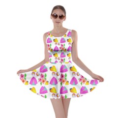 Girl With Hood Cape Heart Lemon Pattern White Skater Dress