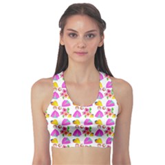 Girl With Hood Cape Heart Lemon Pattern White Sports Bra