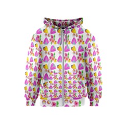 Girl With Hood Cape Heart Lemon Pattern White Kids  Zipper Hoodie