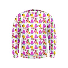 Girl With Hood Cape Heart Lemon Pattern White Kids  Sweatshirt