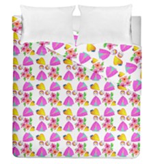 Girl With Hood Cape Heart Lemon Pattern White Duvet Cover Double Side (Queen Size)