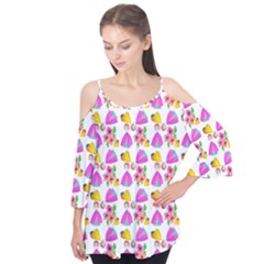 Girl With Hood Cape Heart Lemon Pattern White Flutter Tees