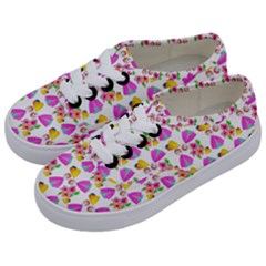 Girl With Hood Cape Heart Lemon Pattern White Kids  Classic Low Top Sneakers