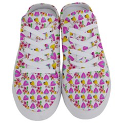 Girl With Hood Cape Heart Lemon Pattern White Half Slippers