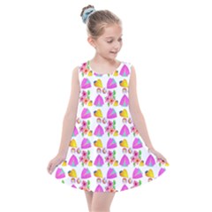 Girl With Hood Cape Heart Lemon Pattern White Kids  Summer Dress