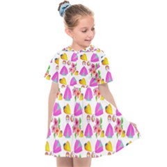 Girl With Hood Cape Heart Lemon Pattern White Kids  Sailor Dress